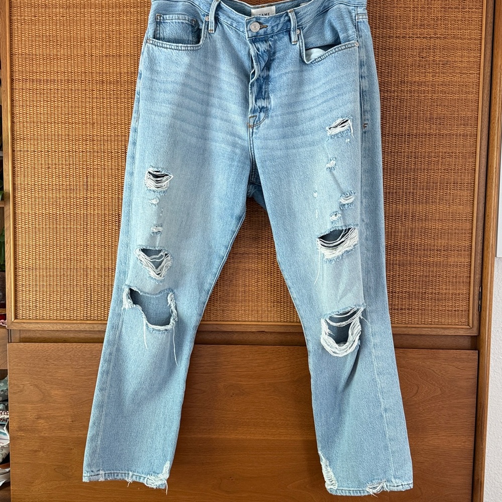 Frame Denim Light Blue Distressed Jeans